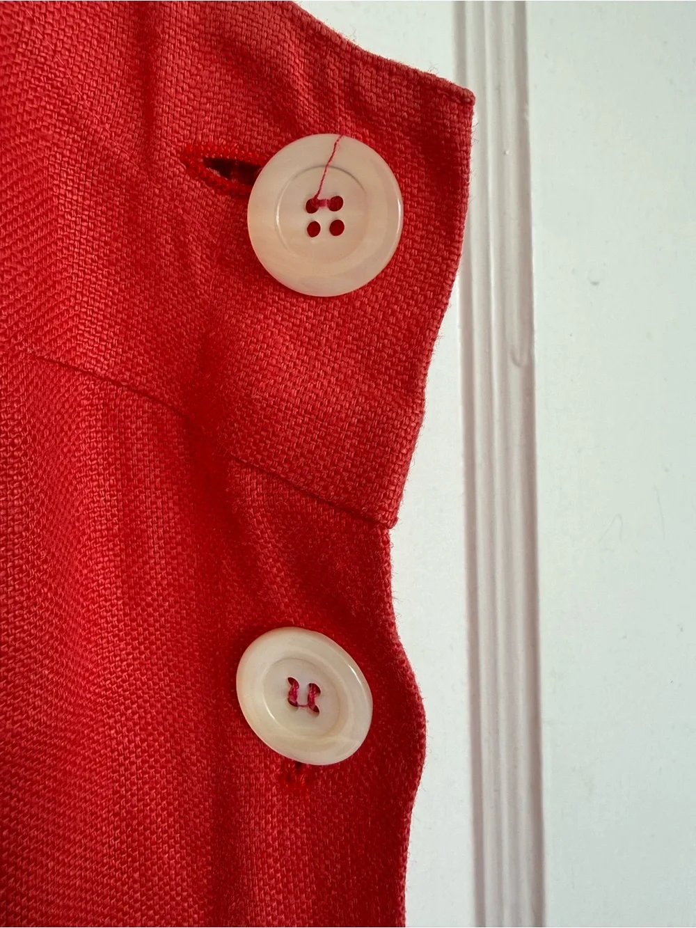 Loro Piana Coral Red Linen Dress With Side Button Detailing EU 44 - Picture 2 of 10